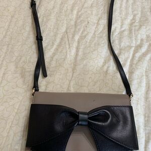 Kate Spade taupe handbag with large black bow!